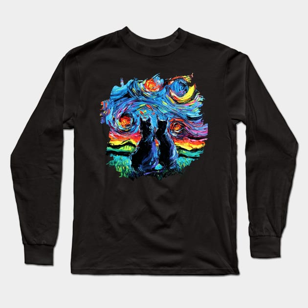 van Gogh's Cats with border Long Sleeve T-Shirt by sagittariusgallery